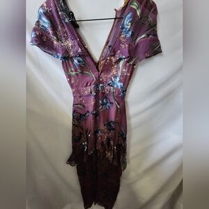 For Love And Lemons Purple Floral Dress. Size Xs